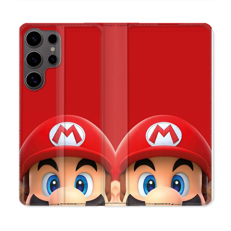 Housse Cuir Portefeuille Pour Samsung Galaxy S25 PLUS Mario Rouge
