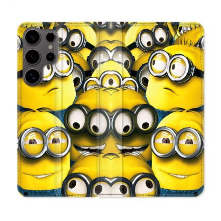 Housse Cuir Portefeuille Pour Samsung Galaxy S25 PLUS Minions Groupe