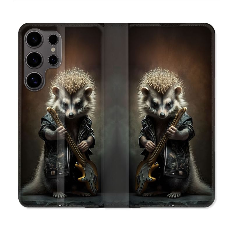 Housse Cuir Portefeuille Pour Samsung Galaxy S25 PLUS Musique Rock Herisson
