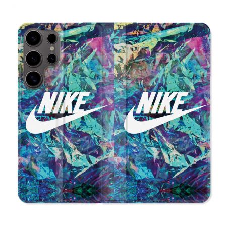 Housse Cuir Portefeuille Pour Samsung Galaxy S25 PLUS Nike Turquoise