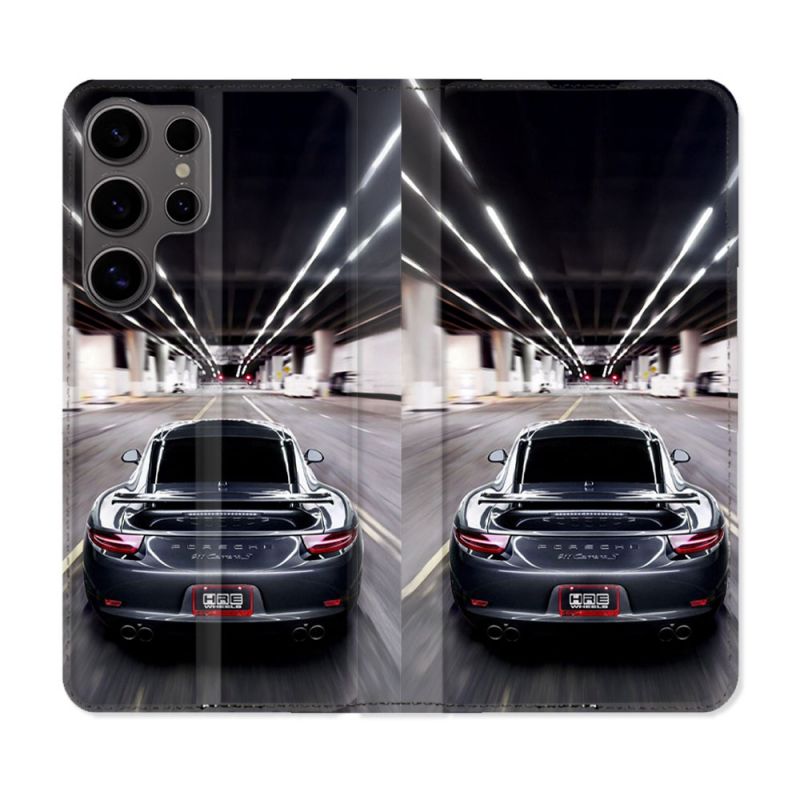 Housse Cuir Portefeuille Pour Samsung Galaxy S25 PLUS Porsche 911