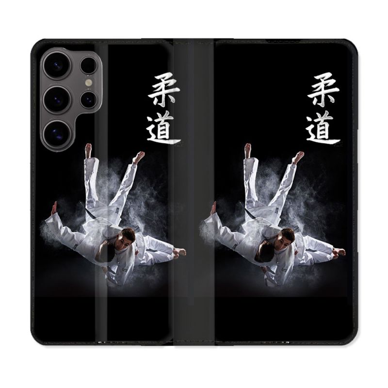 Housse Cuir Portefeuille Pour Samsung Galaxy S25 PLUS Sport Judo Noir