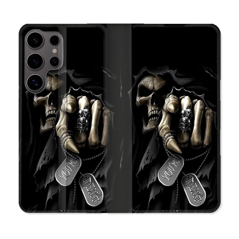 Housse Cuir Portefeuille Pour Samsung Galaxy S25 PLUS Tete de Mort Your Next
