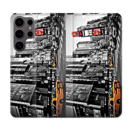 Housse Cuir Portefeuille Pour Samsung Galaxy S25 PLUS Voyage Amerique USA New York Taxi