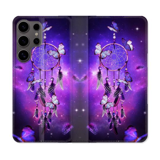 Housse Cuir Portefeuille Pour Samsung Galaxy S25 PLUS Zen Attrape Reve Papillon