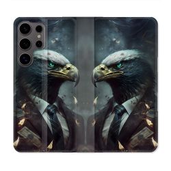 Housse Cuir Portefeuille Pour Samsung Galaxy S25 ULTRA Animal Aigle Business