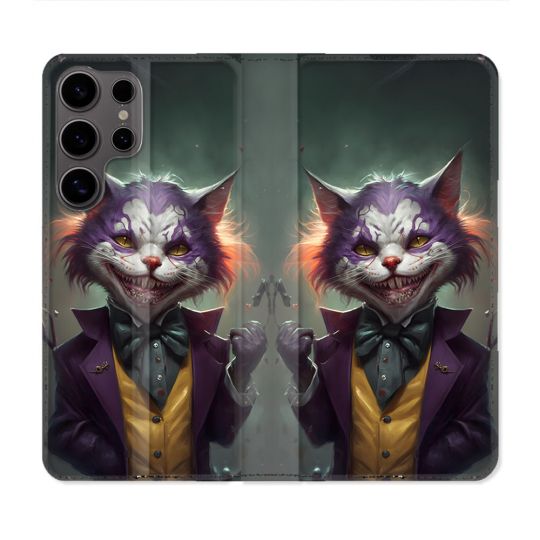Housse Cuir Portefeuille Pour Samsung Galaxy S25 ULTRA Animal Chat Joker