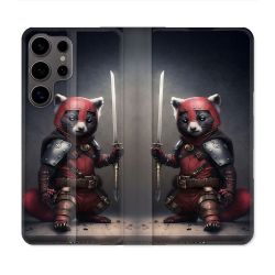 Housse Cuir Portefeuille Pour Samsung Galaxy S25 ULTRA Animal Raton Samouraï