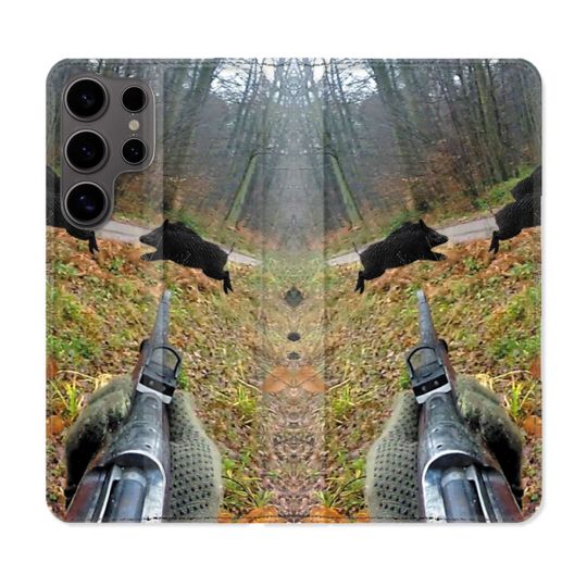 Housse Cuir Portefeuille Pour Samsung Galaxy S25 ULTRA Chasse Vision Tir