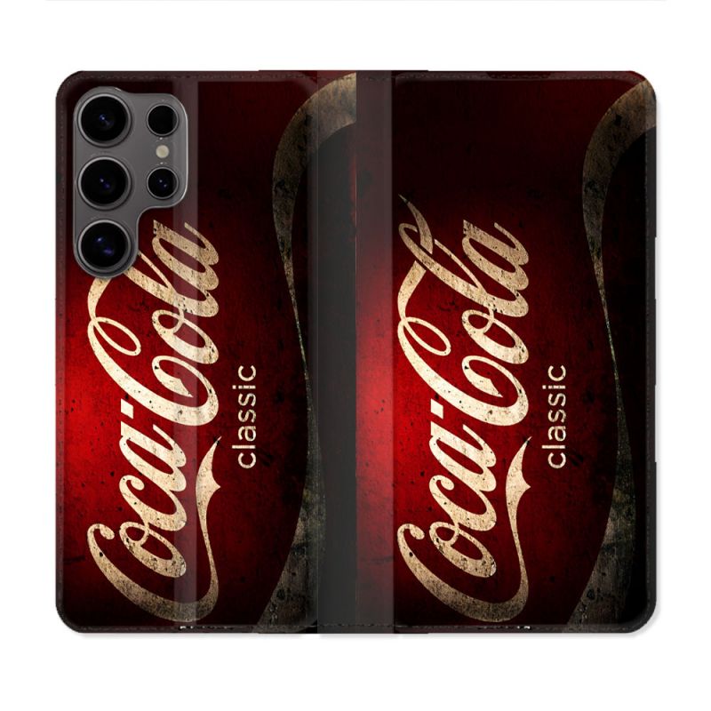 Housse Cuir Portefeuille Pour Samsung Galaxy S25 ULTRA Coca Cola Classique