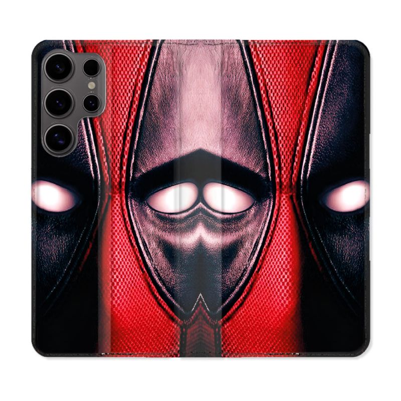 Housse Cuir Portefeuille Pour Samsung Galaxy S25 ULTRA Deadpool Yeux