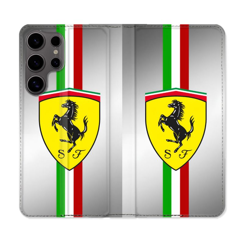 Housse Cuir Portefeuille Pour Samsung Galaxy S25 ULTRA Ferrari Ligne