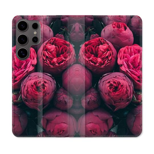 Housse Cuir Portefeuille Pour Samsung Galaxy S25 ULTRA Fleur Pivoine