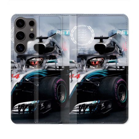 Housse Cuir Portefeuille Pour Samsung Galaxy S25 ULTRA Formule 1 F1 Mercedes Petronas