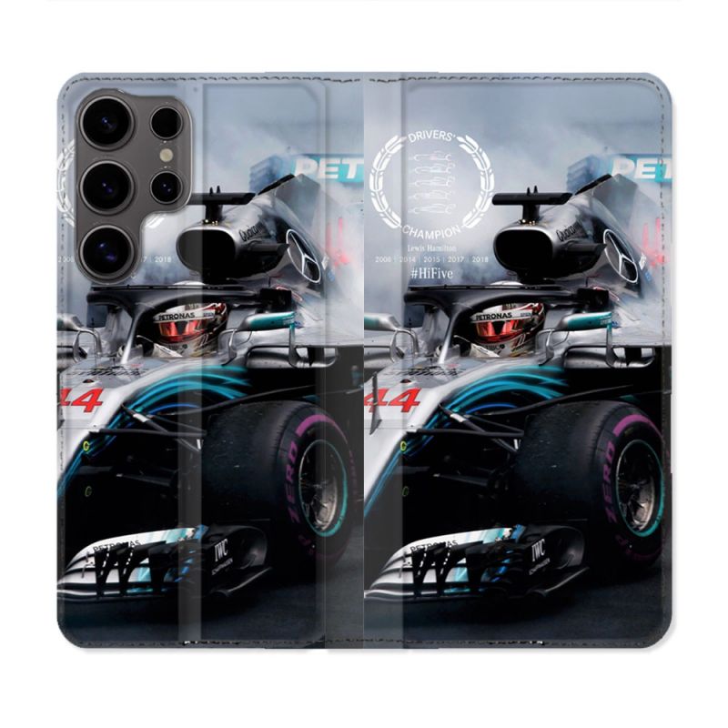 Housse Cuir Portefeuille Pour Samsung Galaxy S25 ULTRA Formule 1 F1 Mercedes Petronas