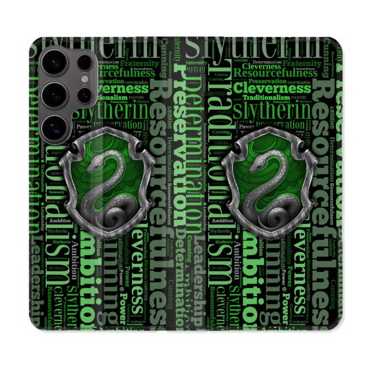 Housse Cuir Portefeuille Pour Samsung Galaxy S25 ULTRA Harry Potter Serpentar
