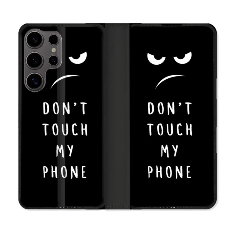 Housse Cuir Portefeuille Pour Samsung Galaxy S25 ULTRA Humour Don't Touch