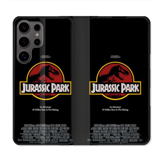 Housse Cuir Portefeuille Pour Samsung Galaxy S25 ULTRA Jurassic Park Affiche
