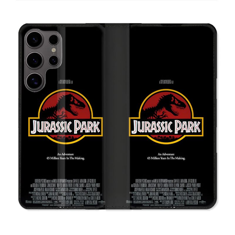 Housse Cuir Portefeuille Pour Samsung Galaxy S25 ULTRA Jurassic Park Affiche