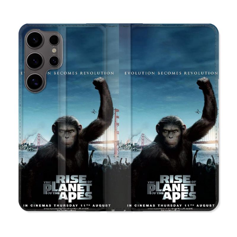 Housse Cuir Portefeuille Pour Samsung Galaxy S25 ULTRA La Planete Des Singes