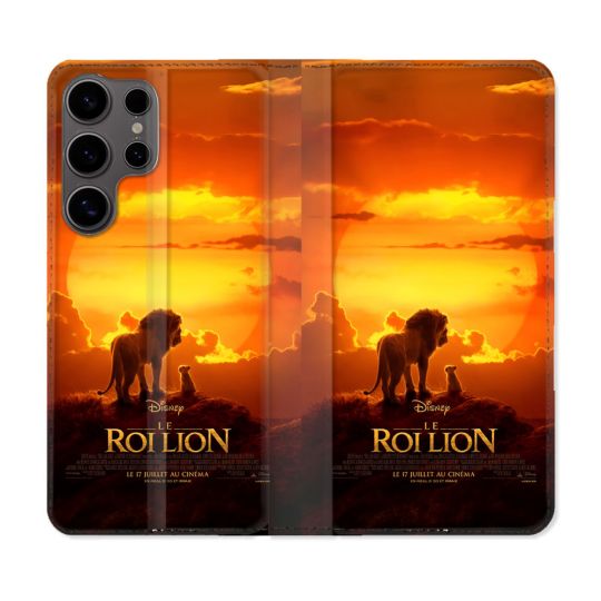 Housse Cuir Portefeuille Pour Samsung Galaxy S25 ULTRA Le Roi Lion Affiche