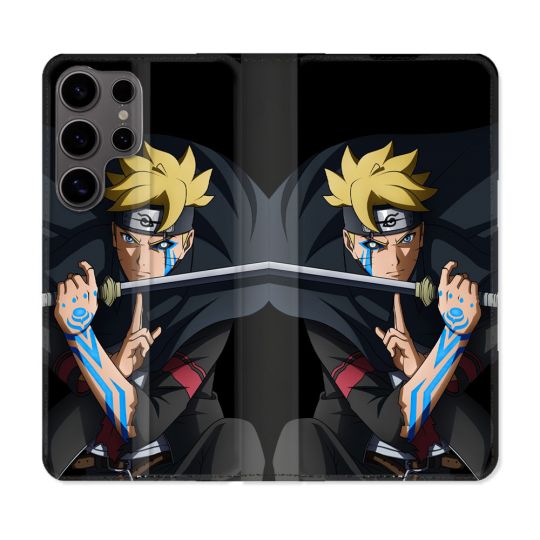 Housse Cuir Portefeuille Pour Samsung Galaxy S25 ULTRA Manga Boruto Tatouage