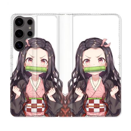 Housse Cuir Portefeuille Pour Samsung Galaxy S25 ULTRA Manga Demon Slayer Nezuko
