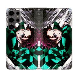 Housse Cuir Portefeuille Pour Samsung Galaxy S25 ULTRA Manga Demon Slayer Tanjiro