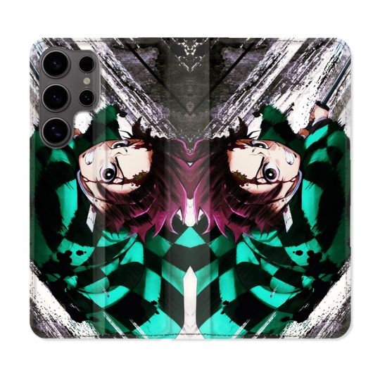 Housse Cuir Portefeuille Pour Samsung Galaxy S25 ULTRA Manga Demon Slayer Tanjiro