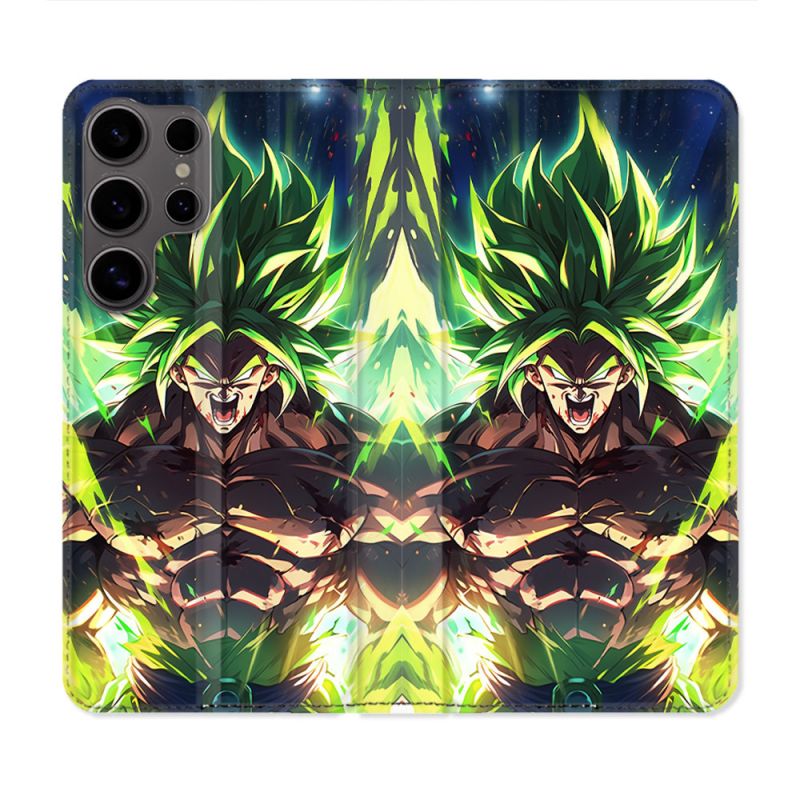 Housse Cuir Portefeuille Pour Samsung Galaxy S25 ULTRA Manga Dragon Ball Broly