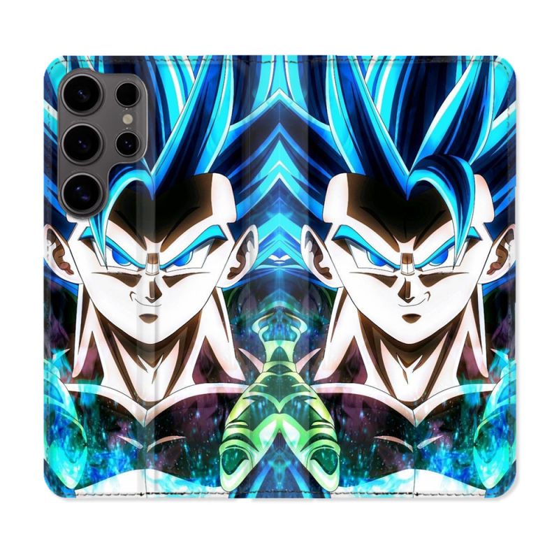 Housse Cuir Portefeuille Pour Samsung Galaxy S25 ULTRA Manga Dragon Ball Gogeta Visage