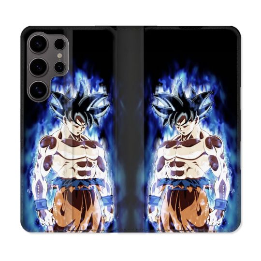 Housse Cuir Portefeuille Pour Samsung Galaxy S25 ULTRA Manga Dragon Ball Sangoku Noir