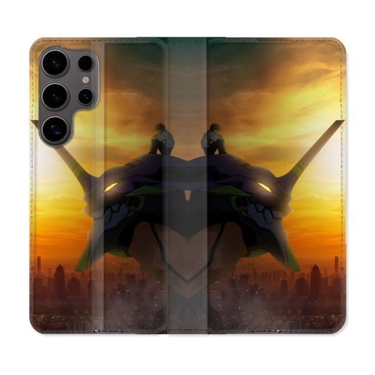 Housse Cuir Portefeuille Pour Samsung Galaxy S25 ULTRA Manga Evangelion