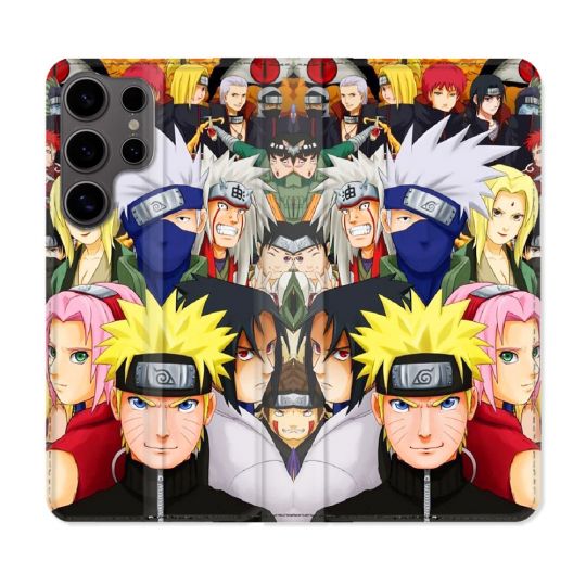 Housse Cuir Portefeuille Pour Samsung Galaxy S25 ULTRA Manga Naruto Team