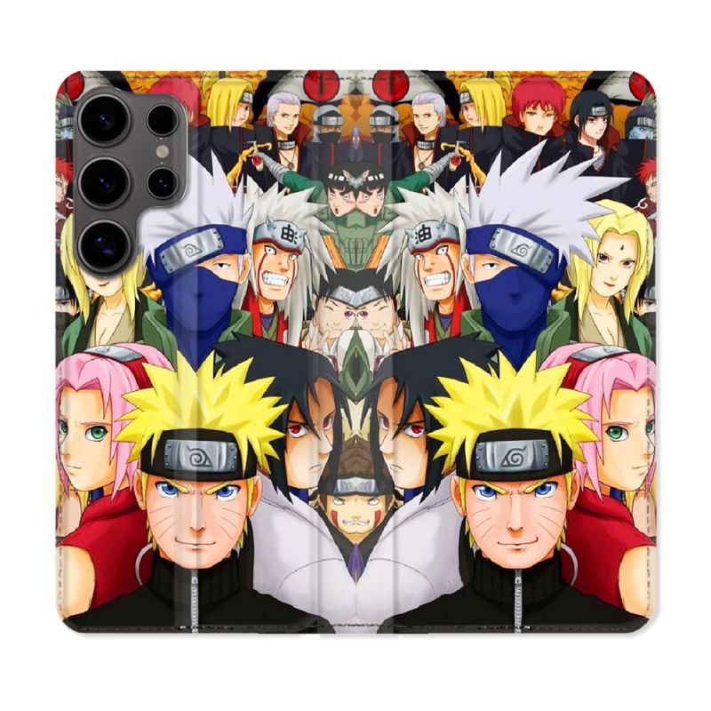 Housse Cuir Portefeuille Pour Samsung Galaxy S25 ULTRA Manga Naruto Team