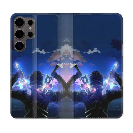 Housse Cuir Portefeuille Pour Samsung Galaxy S25 ULTRA Manga SAO sword Art Online Epee