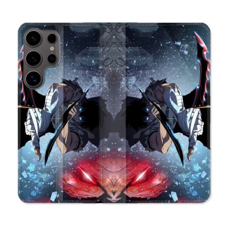 Housse Cuir Portefeuille Pour Samsung Galaxy S25 ULTRA Manga Solo Leveling Sung Epee