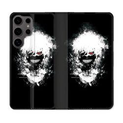 Housse Cuir Portefeuille Pour Samsung Galaxy S25 ULTRA Manga Tokyo Ghoul Kaneki Tag