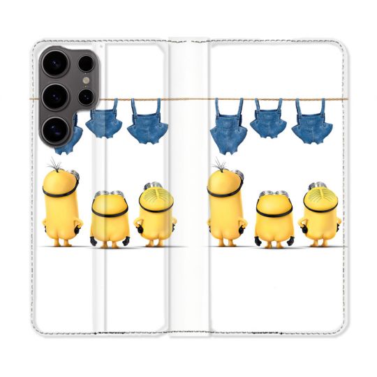 Housse Cuir Portefeuille Pour Samsung Galaxy S25 ULTRA Minions Nus