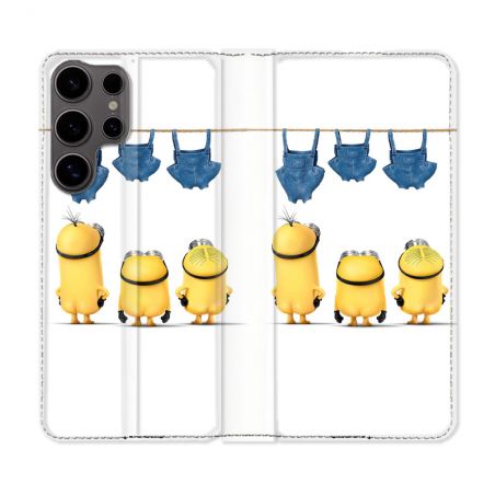 Housse Cuir Portefeuille Pour Samsung Galaxy S25 ULTRA Minions Nus