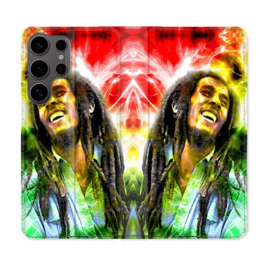 Housse Cuir Portefeuille Pour Samsung Galaxy S25 ULTRA Musique Bob Marley Color