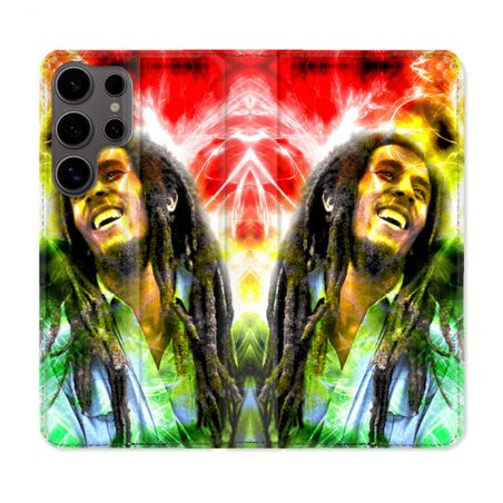 Housse Cuir Portefeuille Pour Samsung Galaxy S25 ULTRA Musique Bob Marley Color