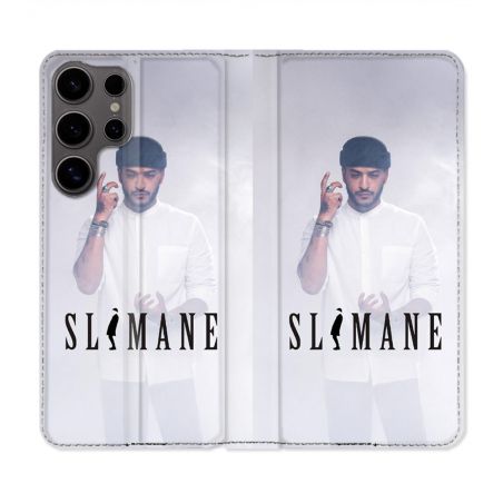 Housse Cuir Portefeuille Pour Samsung Galaxy S25 ULTRA Musique Slimane Blanc