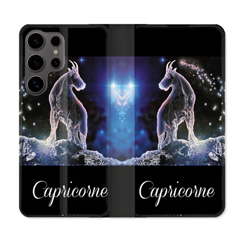 Housse Cuir Portefeuille Pour Samsung Galaxy S25 ULTRA Signe Zodiaque 2 Capricorne
