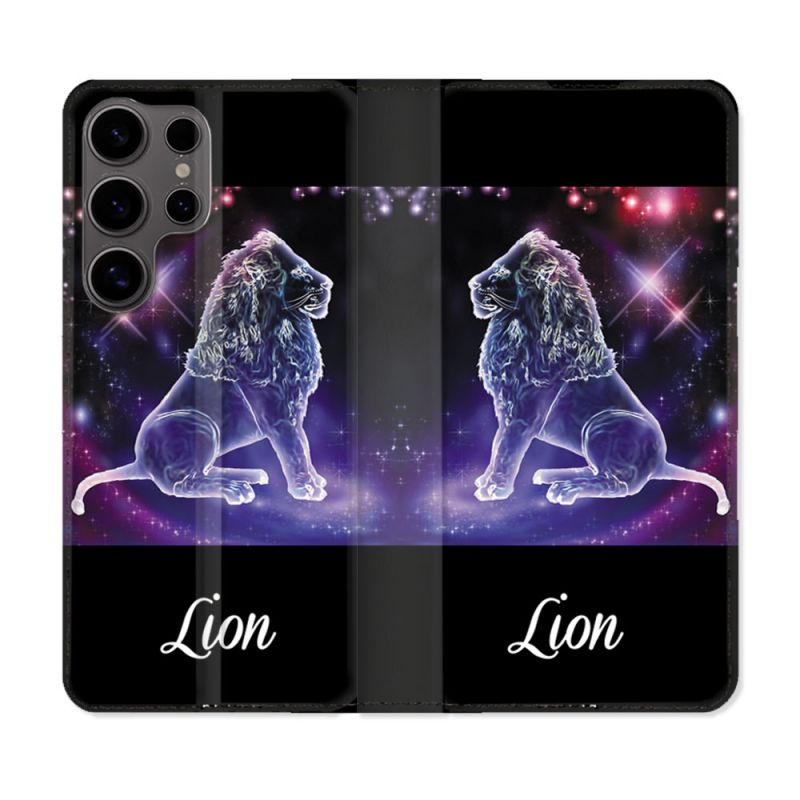 Housse Cuir Portefeuille Pour Samsung Galaxy S25 ULTRA Signe Zodiaque 2 Lion
