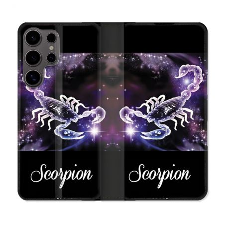 Housse Cuir Portefeuille Pour Samsung Galaxy S25 ULTRA Signe Zodiaque 2 Scorpion