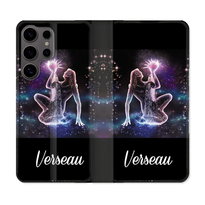 Housse Cuir Portefeuille Pour Samsung Galaxy S25 ULTRA Signe Zodiaque 2 Verseau