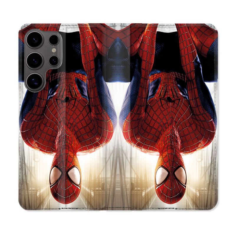 Housse Cuir Portefeuille Pour Samsung Galaxy S25 ULTRA Spiderman Invers