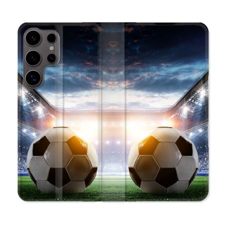 Housse Cuir Portefeuille Pour Samsung Galaxy S25 ULTRA Sport Football Stade
