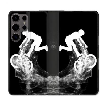 Housse Cuir Portefeuille Pour Samsung Galaxy S25 ULTRA Sport VTT Noir